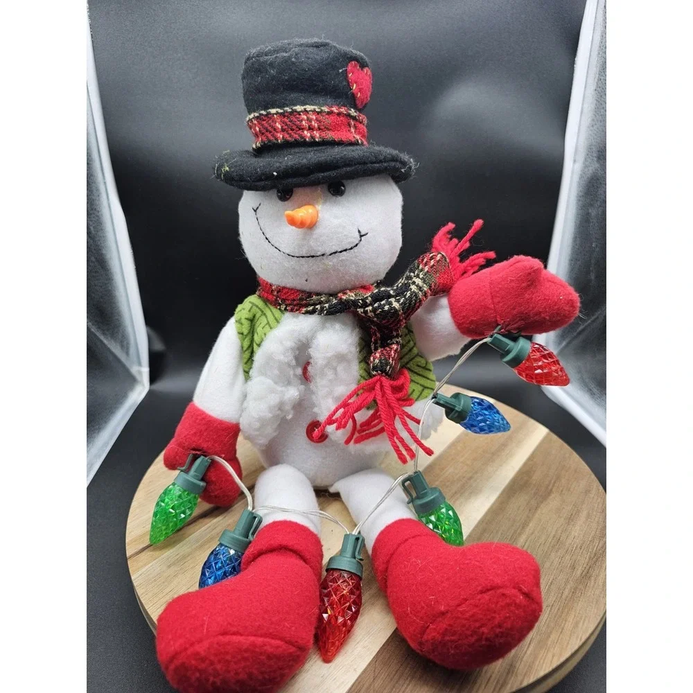 Light Up Snowman Plush Figure‎ With Christmas Lights